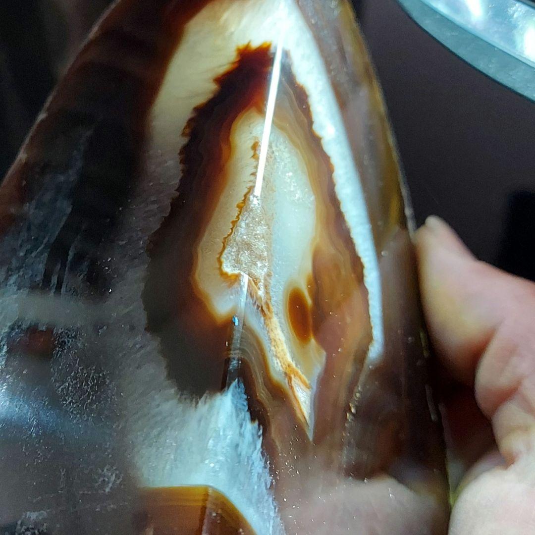 大きい！ メノー瑪瑙 原石ペア2面磨き572 このサイズでこの価格は中々出ない！