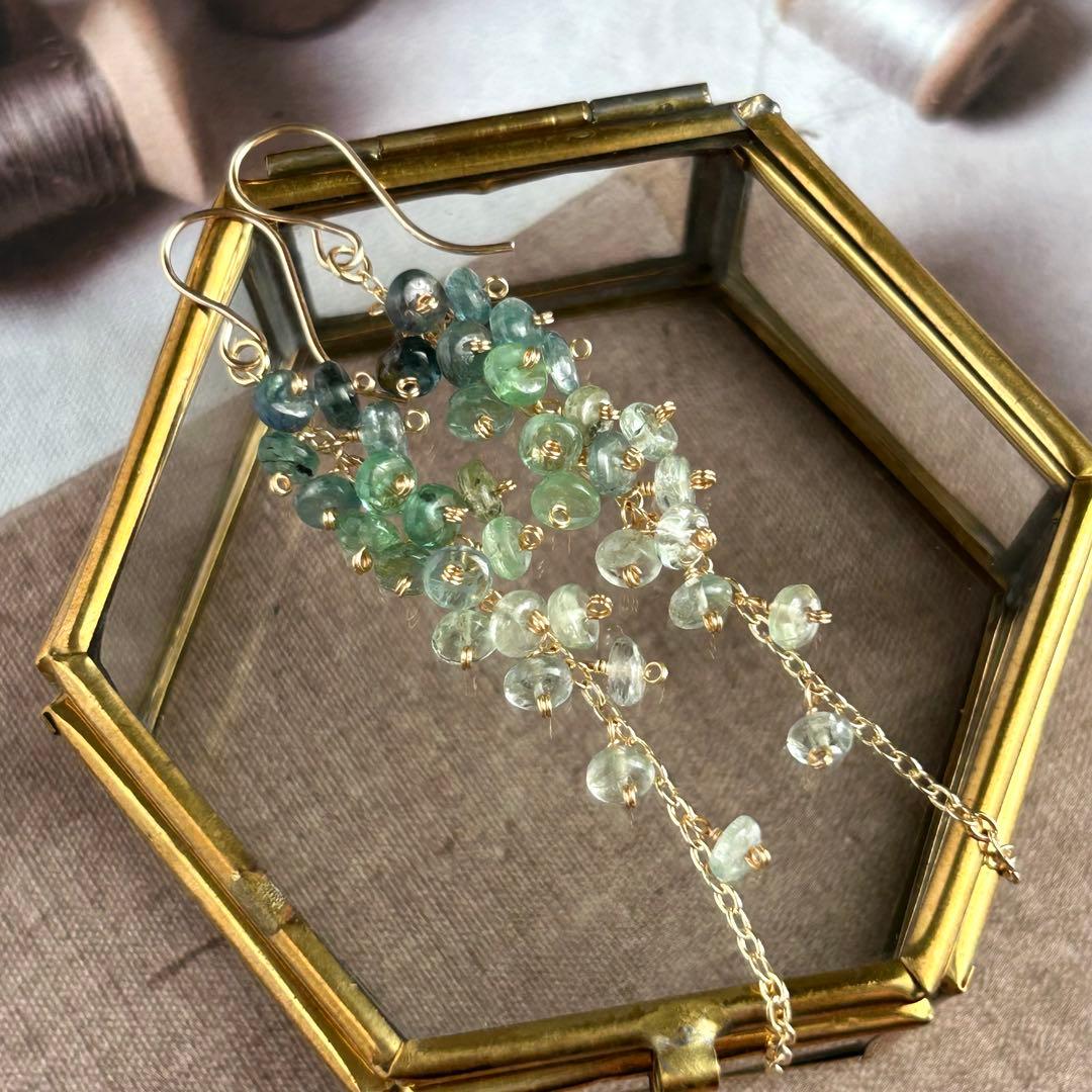 希少石✳︎コーネルピン　14kgf　天然石ピアス/イヤリング　ロングピアス