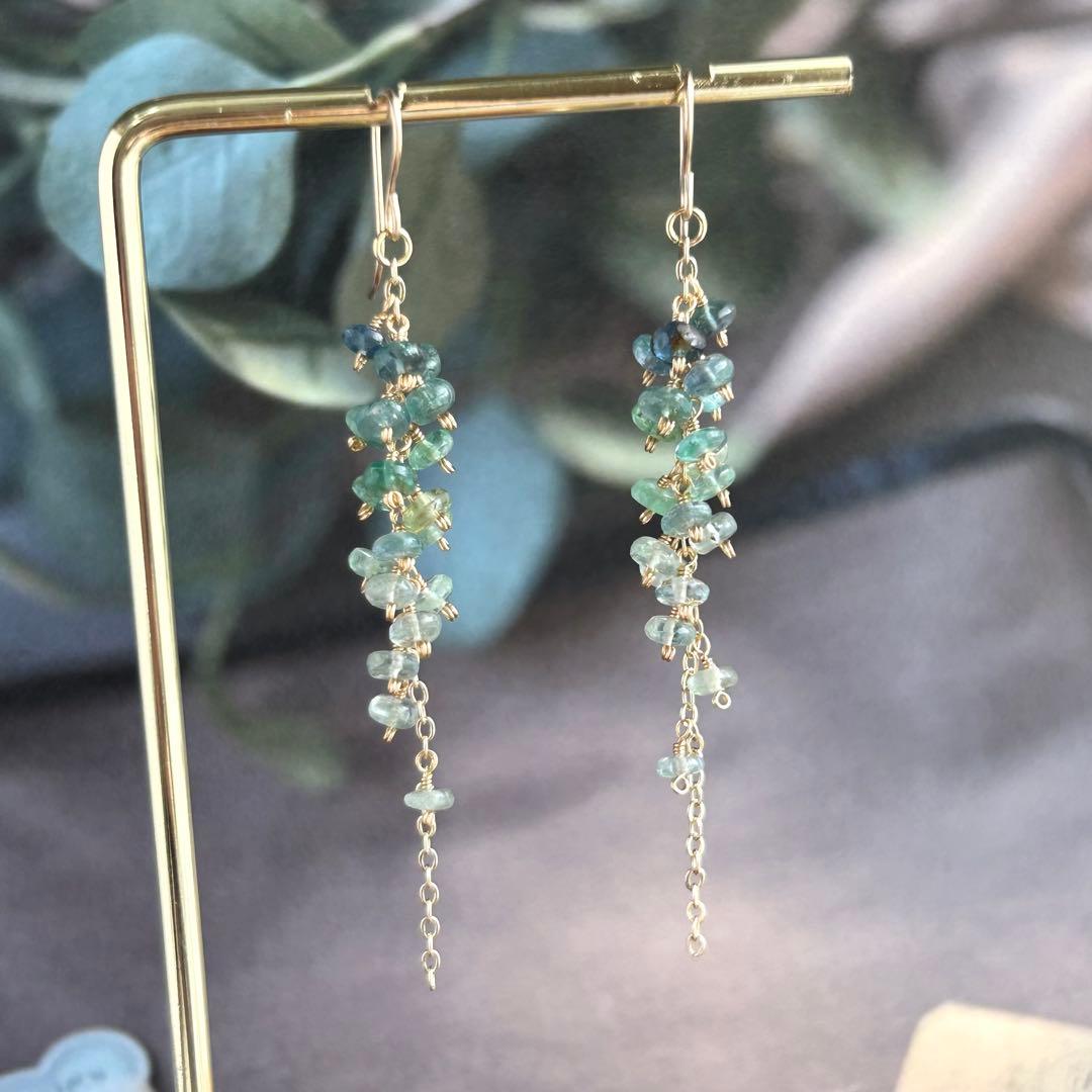 希少石✳︎コーネルピン　14kgf　天然石ピアス/イヤリング　ロングピアス