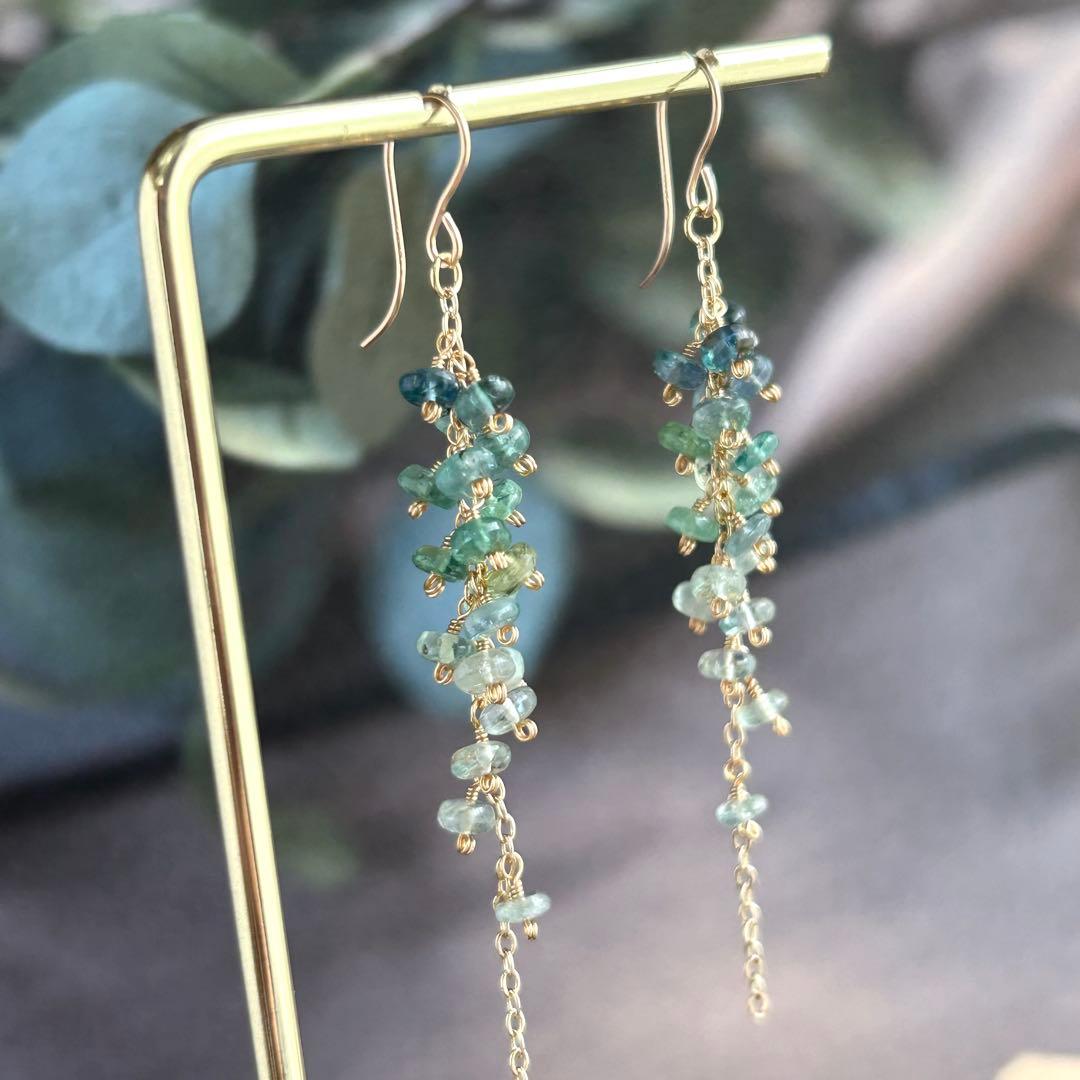 希少石✳︎コーネルピン　14kgf　天然石ピアス/イヤリング　ロングピアス