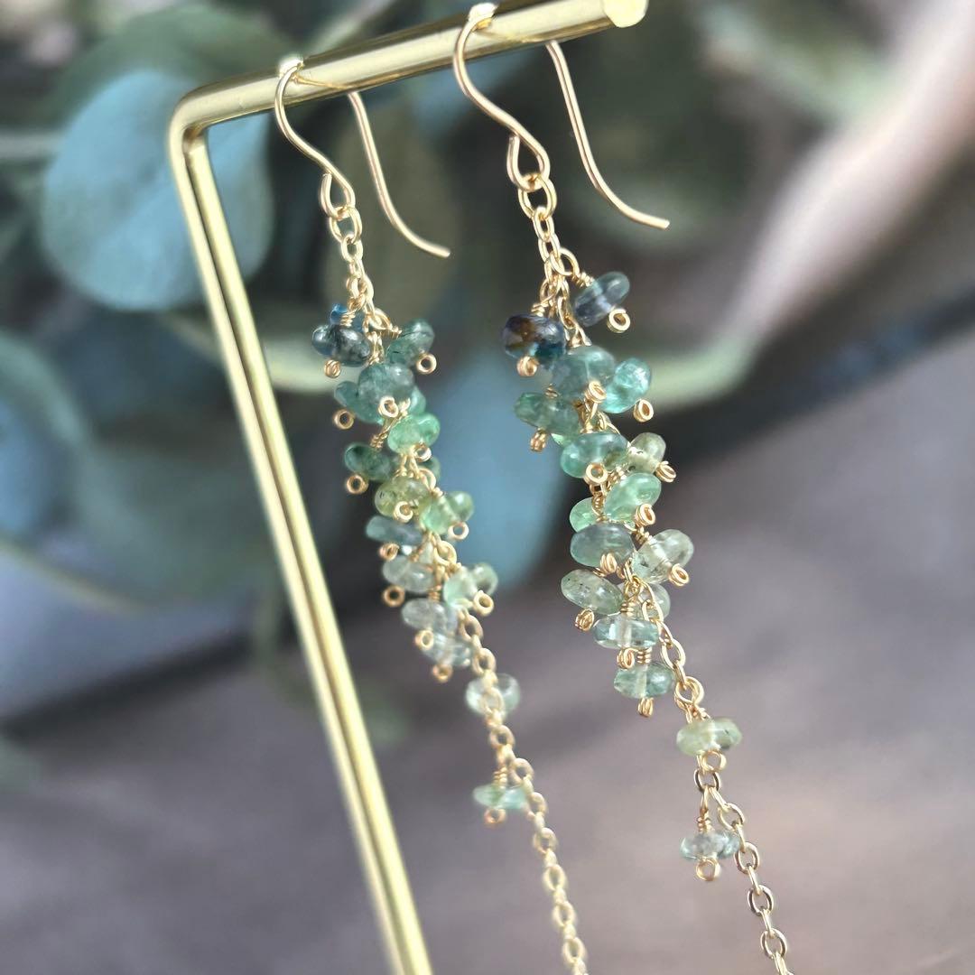 希少石✳︎コーネルピン　14kgf　天然石ピアス/イヤリング　ロングピアス