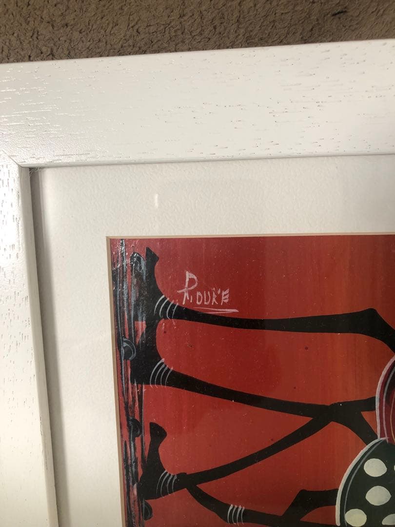 現代アート　額　アフリカ　アート　ティンガティンガ　絵画　サイン入り