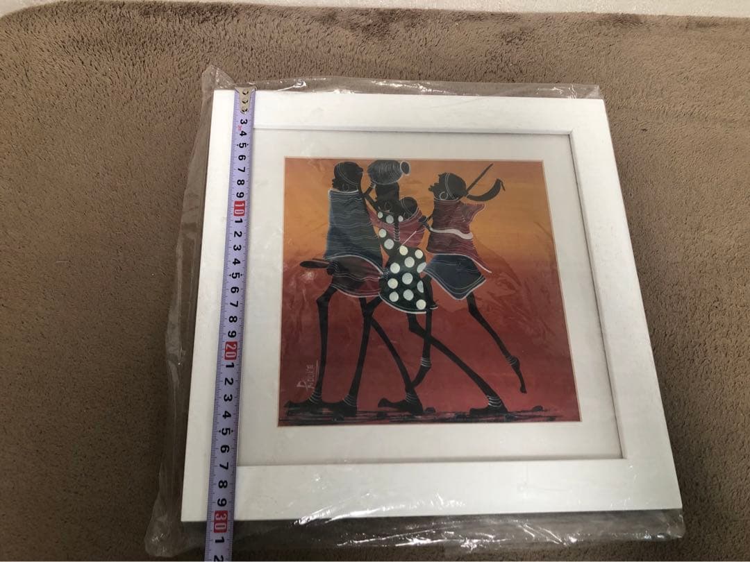 現代アート　額　アフリカ　アート　ティンガティンガ　絵画　サイン入り