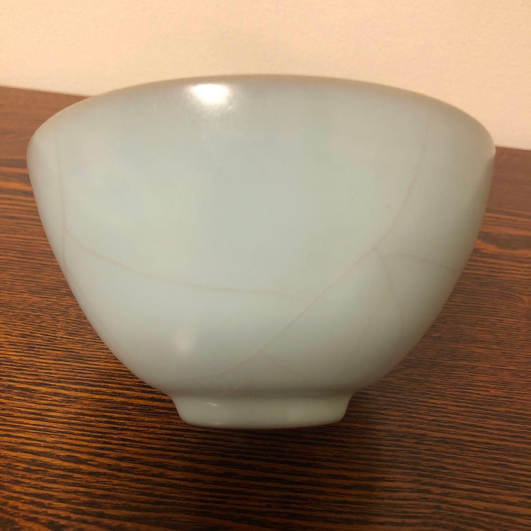 【新品未使用】現代青磁の名工 鈴木三成 青瓷鉢（茶碗） 貫入が美しい逸品