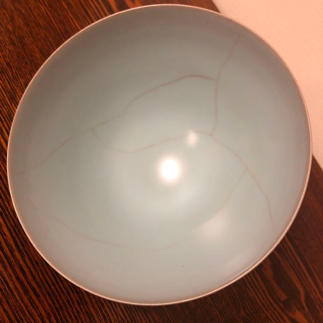 【新品未使用】現代青磁の名工 鈴木三成 青瓷鉢（茶碗） 貫入が美しい逸品