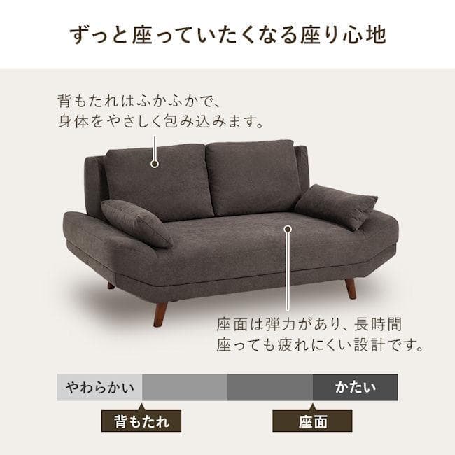 開梱設置サービス付アームレス２人掛けソファ 幅160 クッション付（1102）