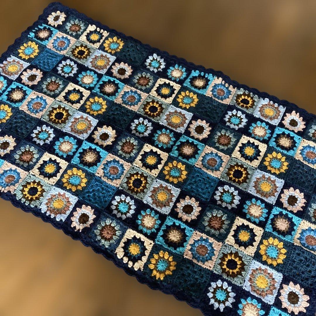 ハンドメイド♡♡モチーフ編みグラニースクエア編みブランケット♡マルチカバー♡