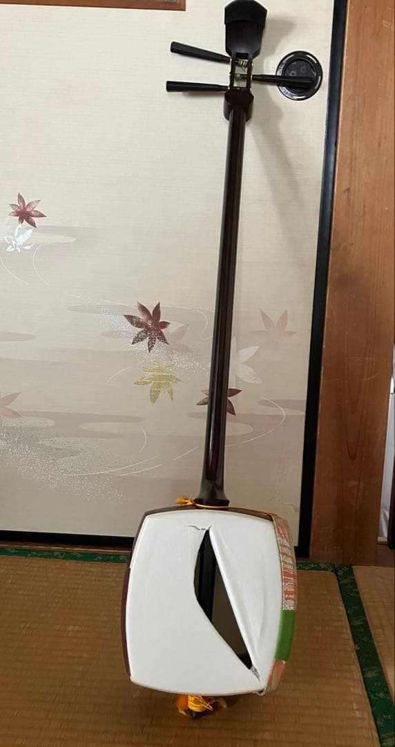 地唄三味線 中棹 皮破れあり 現状品 和楽器