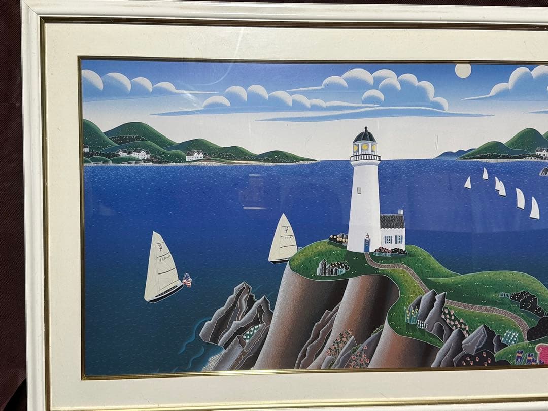 初売り　大型風景画　ト-マスマックナイト　絵画　美術品　インテリア　海　灯台