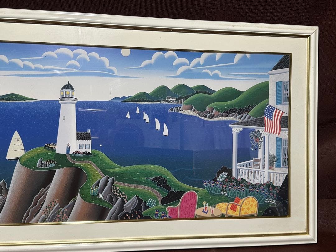 初売り　大型風景画　ト-マスマックナイト　絵画　美術品　インテリア　海　灯台