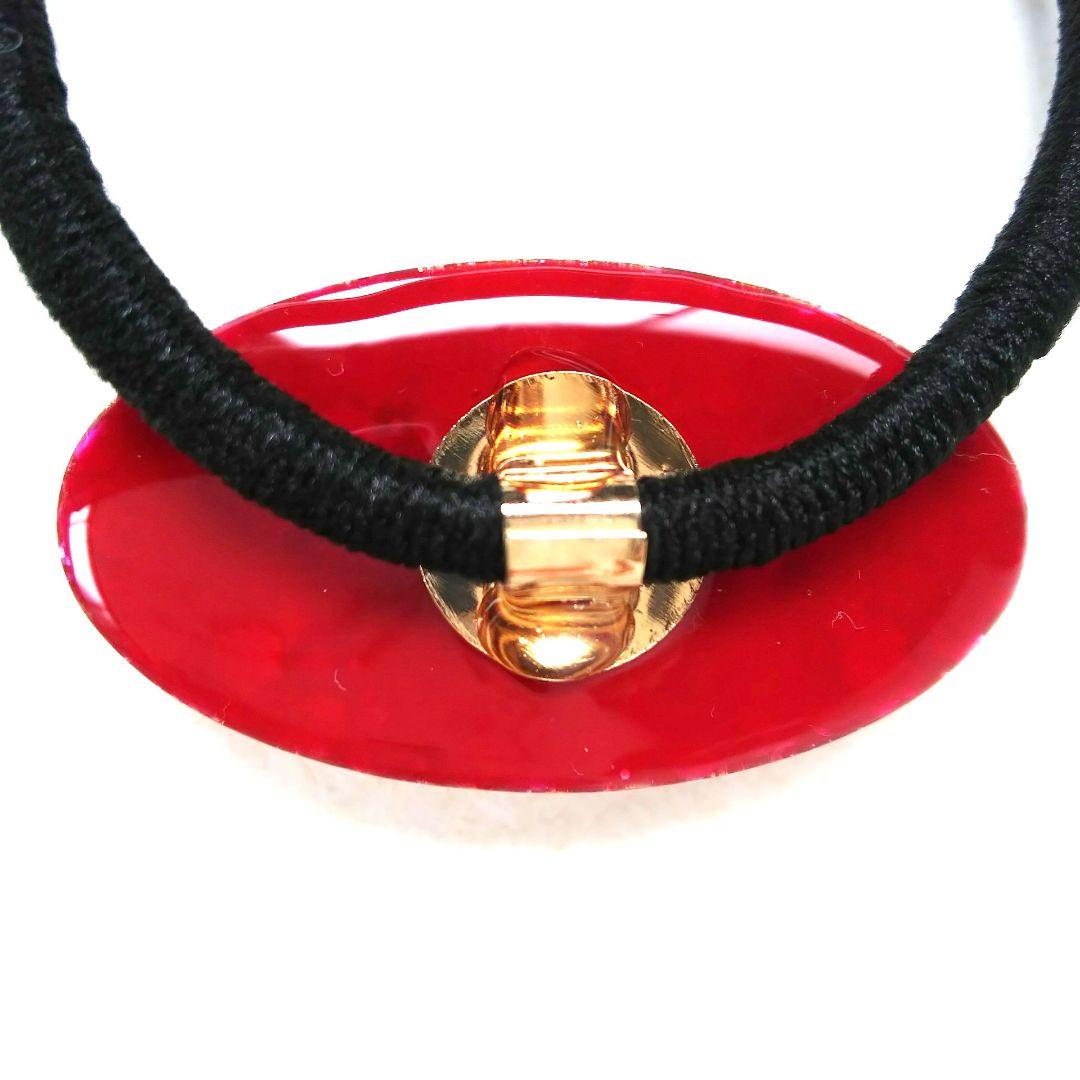 ヘアゴム レジン オーバル型 天然石ローズクォーツと桜とお花