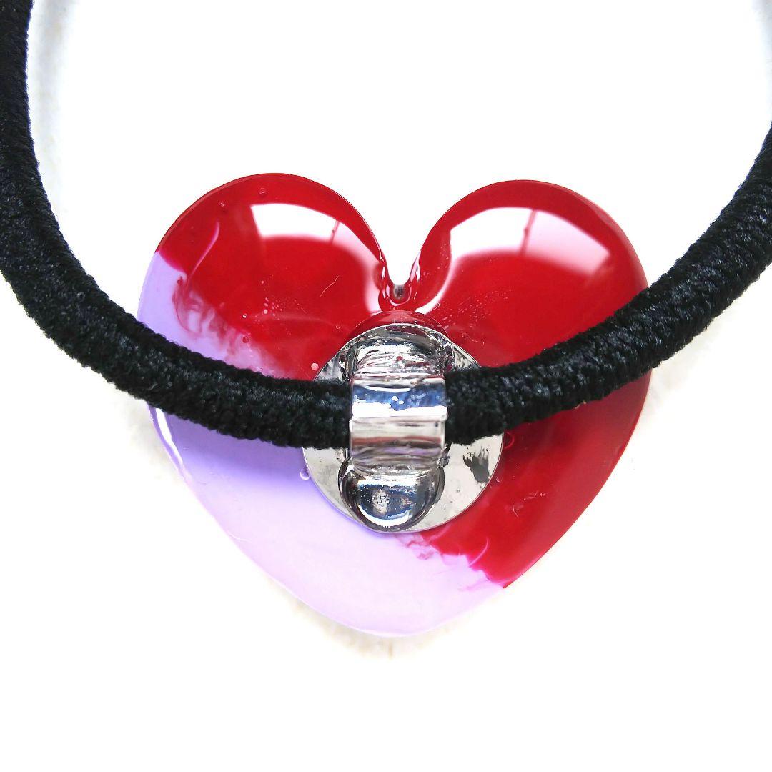 ヘアゴム レジン オーバル型 天然石ローズクォーツと桜とお花