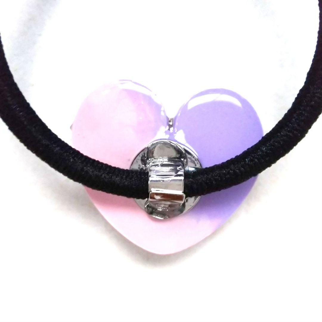 ヘアゴム レジン オーバル型 天然石ローズクォーツと桜とお花