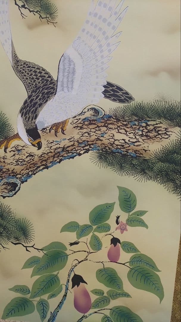 ご希望額まで値下げ～@霊峰富士山 縁起物日本画(跳馬・小判・鷹茄子)複製掛軸3本