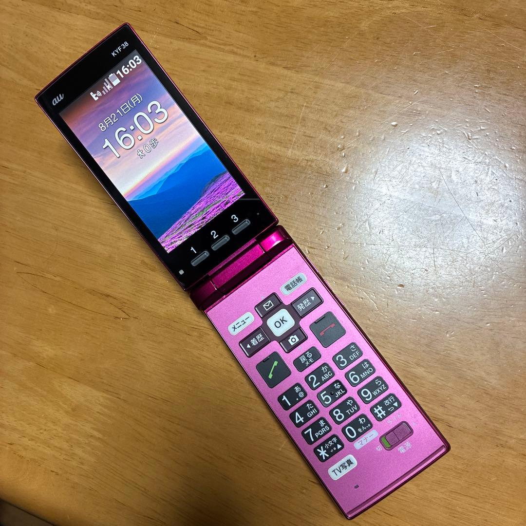 KYOSERA 京セラ　KYF38 かんたんケータイ　ピンク　au