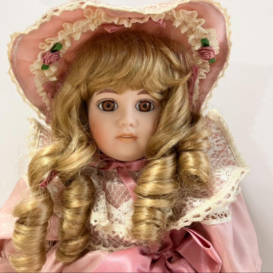 人形 ポーセリンドール ビスクドール ピンクドレス