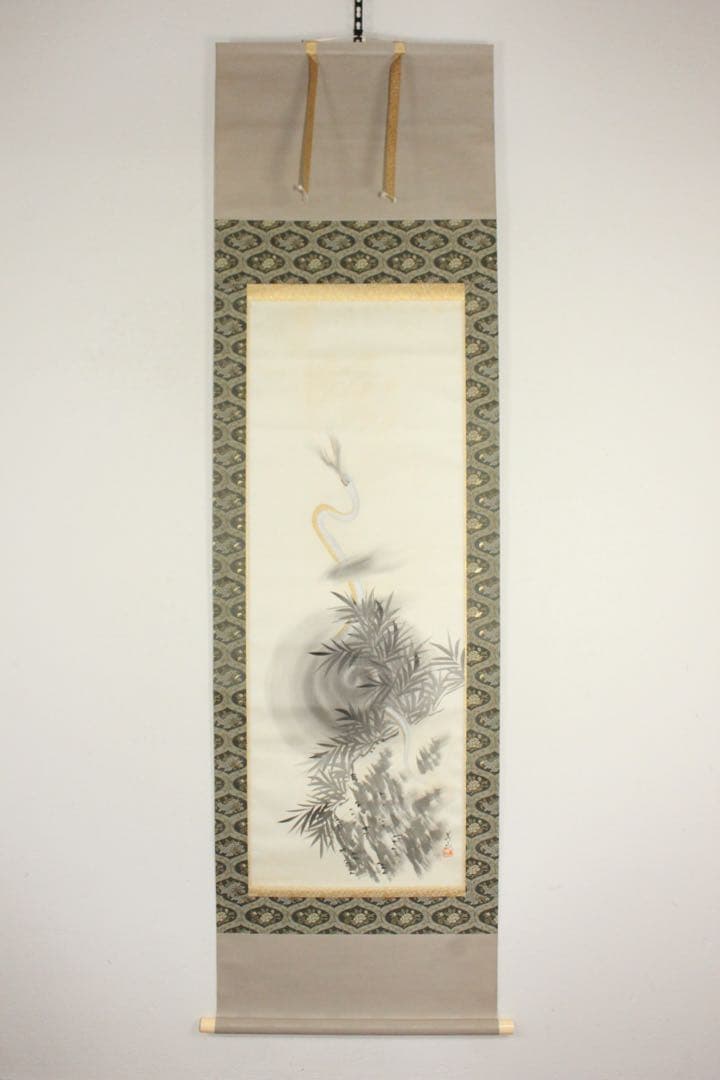 No5415 掛軸　佐々木美山　白蛇図　絹本着色　合箱　日本画　古美術　送料無料