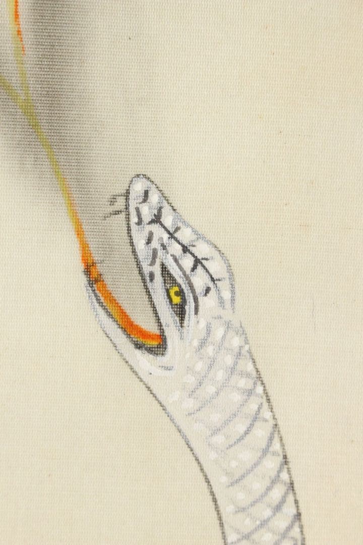 No5415 掛軸　佐々木美山　白蛇図　絹本着色　合箱　日本画　古美術　送料無料