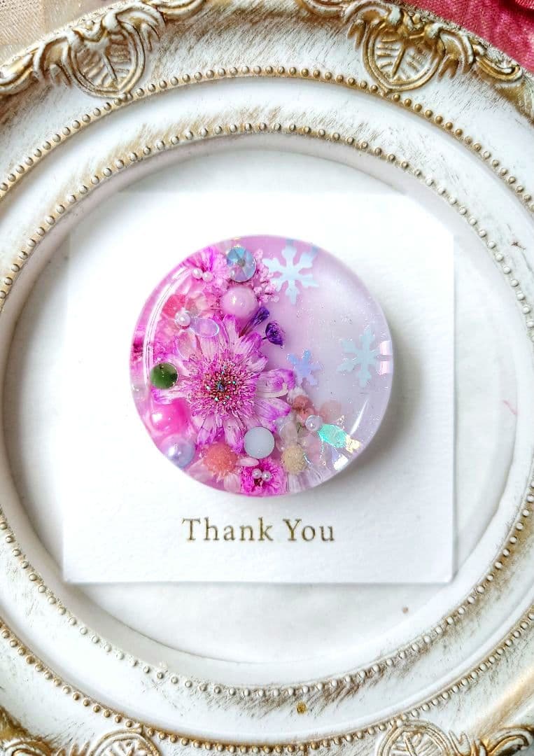 レジン　猫　ドライフラワー　ヘアゴム　ブローチ　ポニーフック　No.430