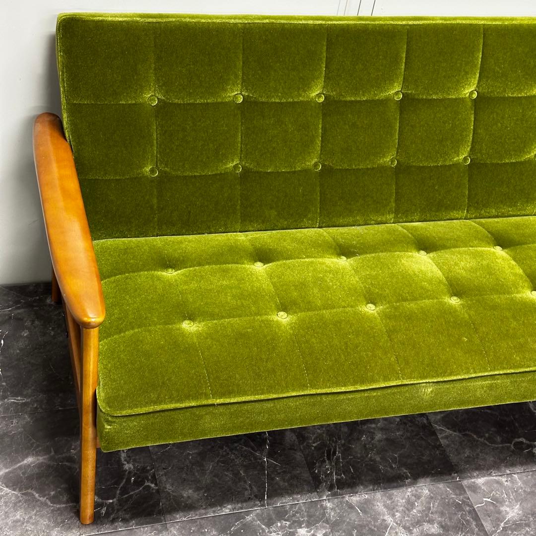 ＊ライフセーバーレッドカリモク60 Kチェア 2シーター モケットグリーン