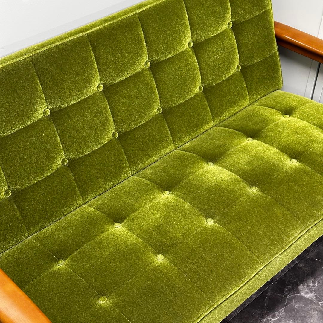 ＊ライフセーバーレッドカリモク60 Kチェア 2シーター モケットグリーン