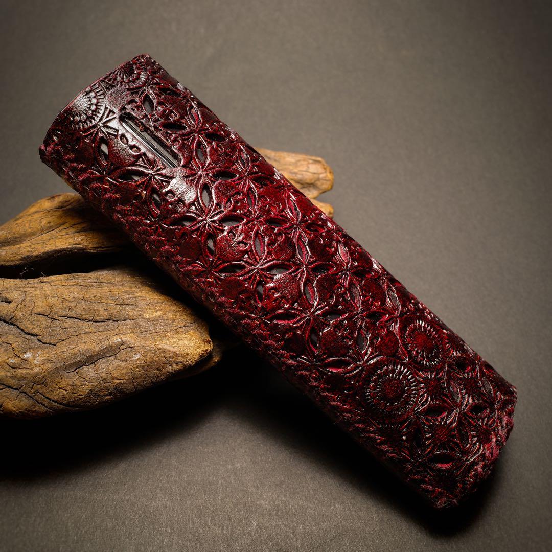 リルハイブリッド3.0 本革製ケース 髑髏混 茶色　ナスカン付