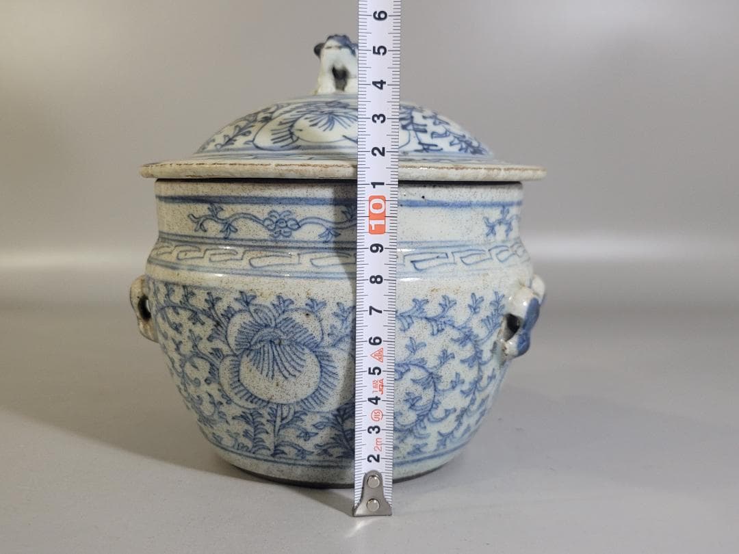 中国 染付 蓋壷 時代物 DT170