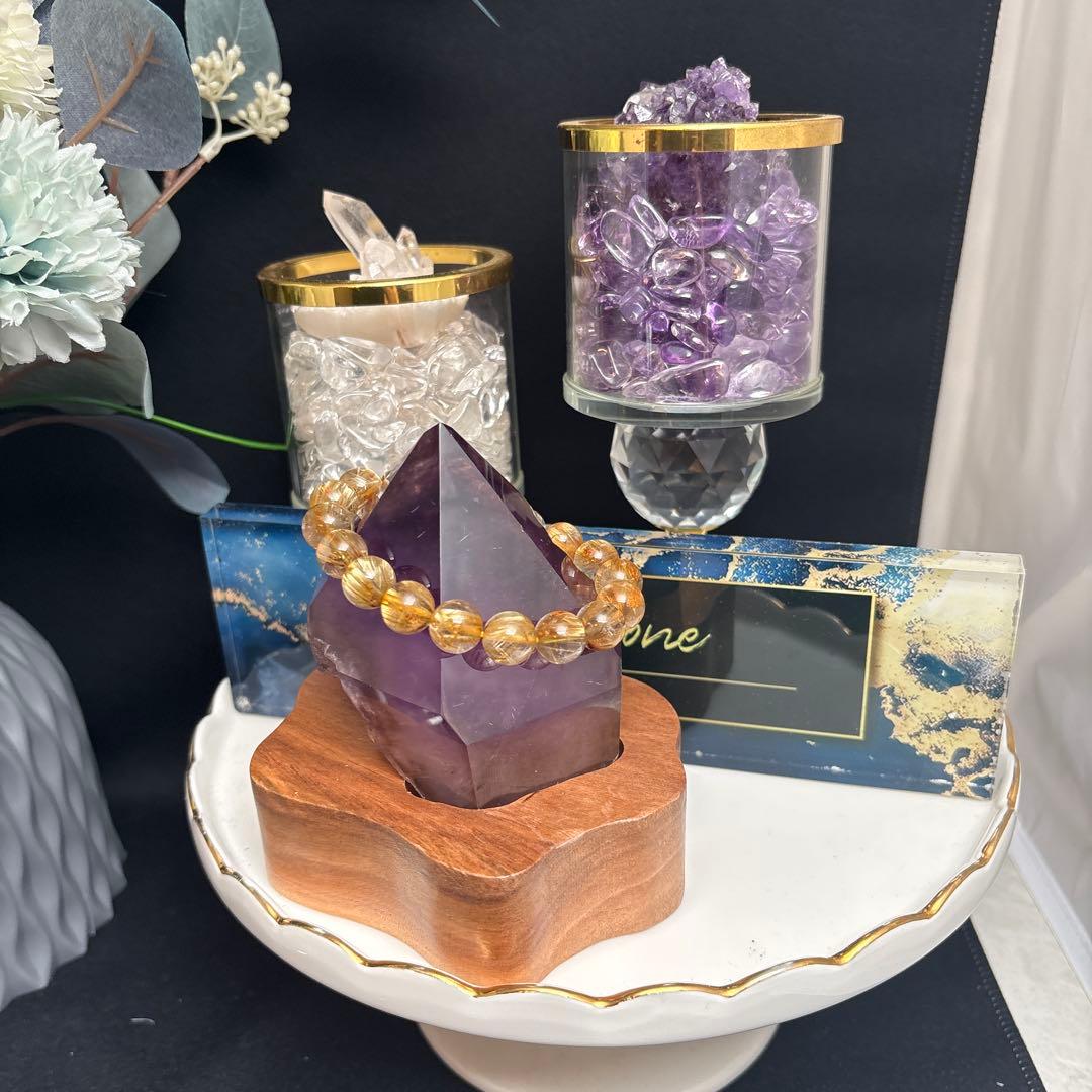 アメジスト♡ポイント原石ゴールドルチル♡シルバールチル共生ファントムNo2745