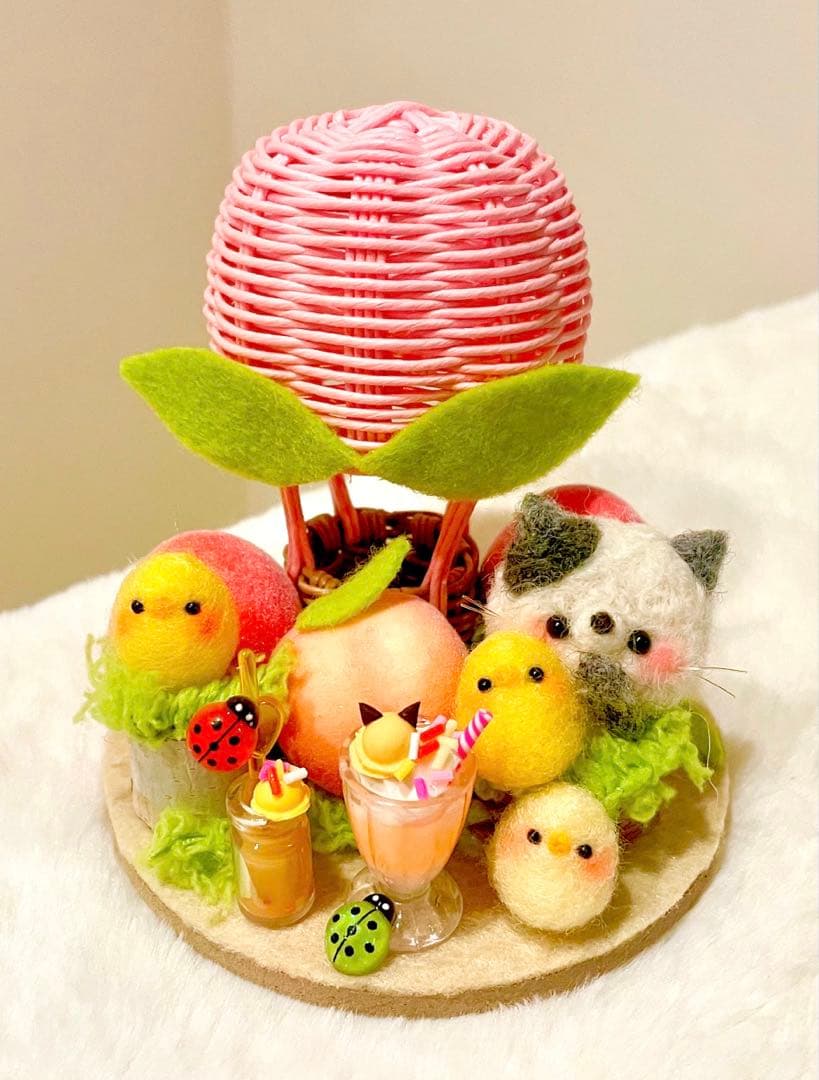 再販♡桃気球♡♡羊毛フェルト