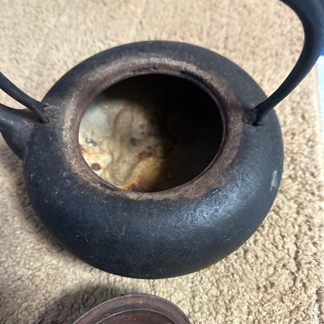 鉄製急須 取っ手付き 丸型