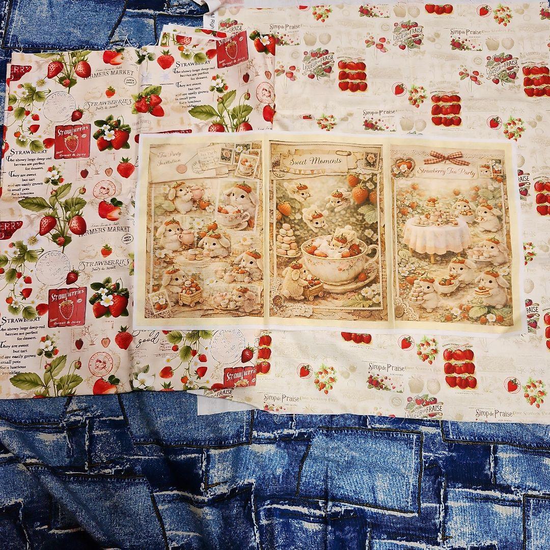 ハンドメイド、うさぎパネル生地トートバッグ