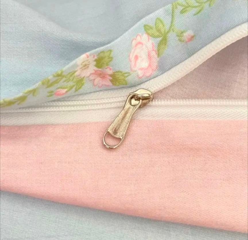 新品★薔薇小花ガーランド可憐リボン柄綿100%シングル掛け布団カバー枕カバー3点