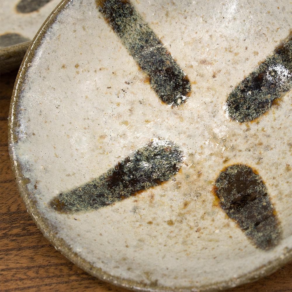 布志名焼 民芸 小皿4枚 十文字模様 昭和レトロ