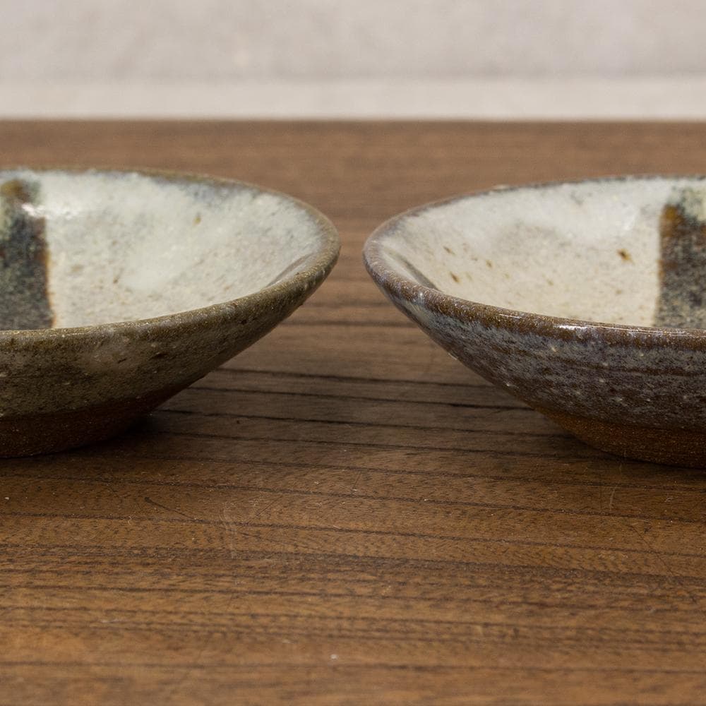 布志名焼 民芸 小皿4枚 十文字模様 昭和レトロ