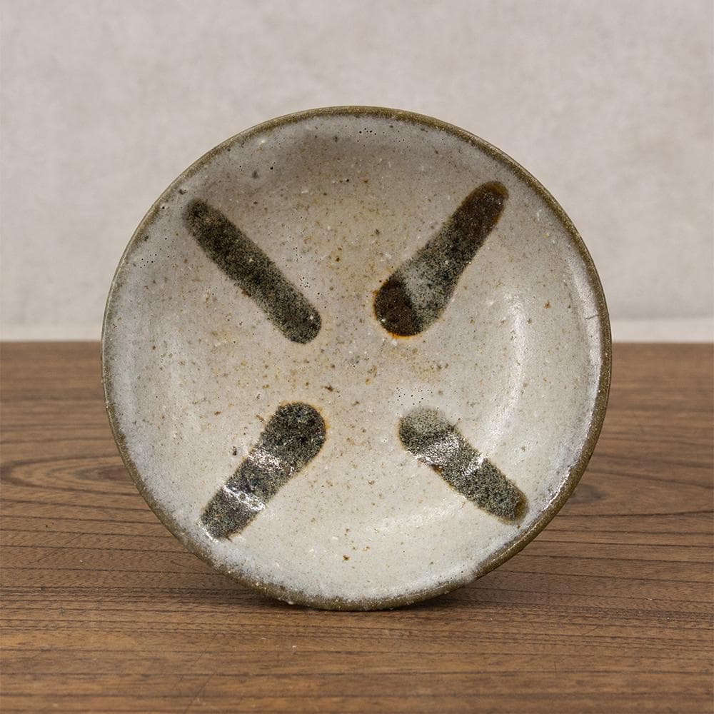 布志名焼 民芸 小皿4枚 十文字模様 昭和レトロ