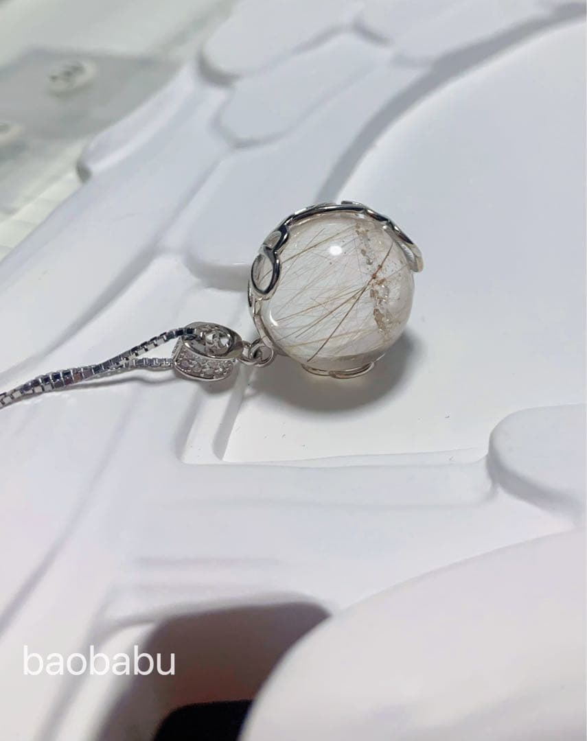 SV925ルチルクォーツ　宝石　天然石　水晶パワーストーン　開運　球体ペンダント