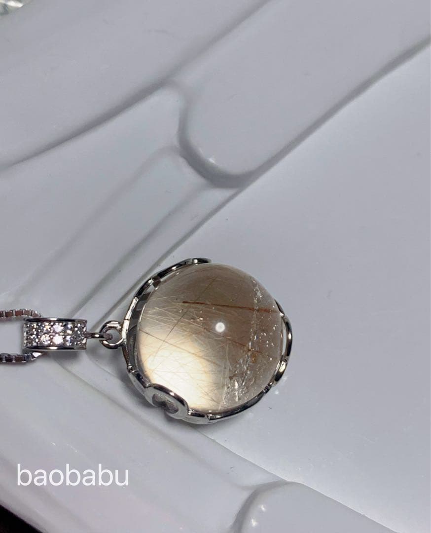 SV925ルチルクォーツ　宝石　天然石　水晶パワーストーン　開運　球体ペンダント