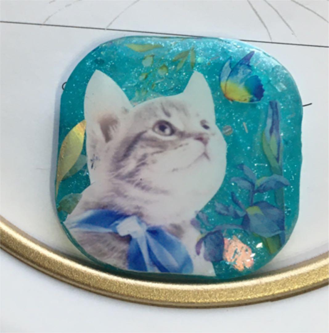 レジンヘアゴム♡温度で色が変わるブルーリボン猫ちゃん・再販不可