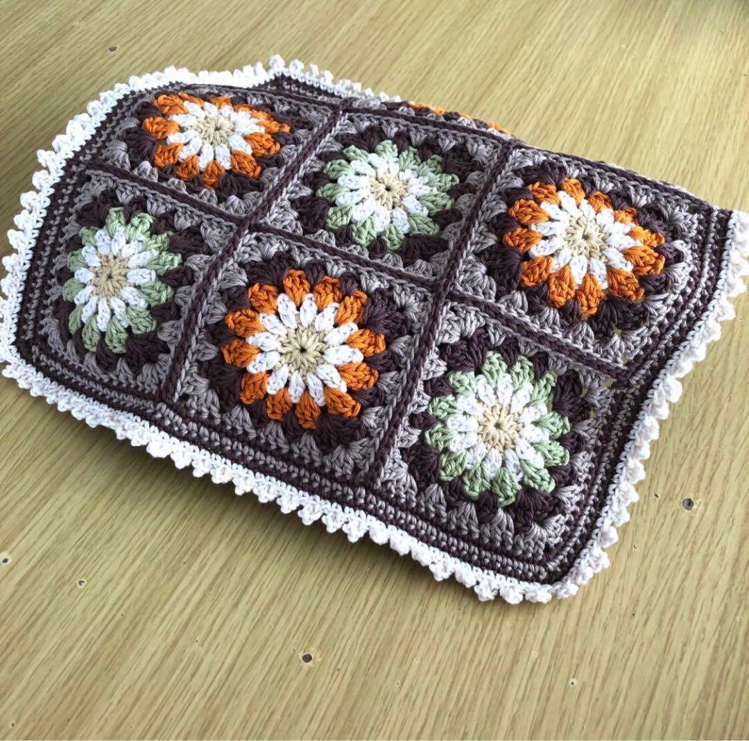 ハンドメイド ブランケット グラニースクエア モチーフ編み かぎ針編み