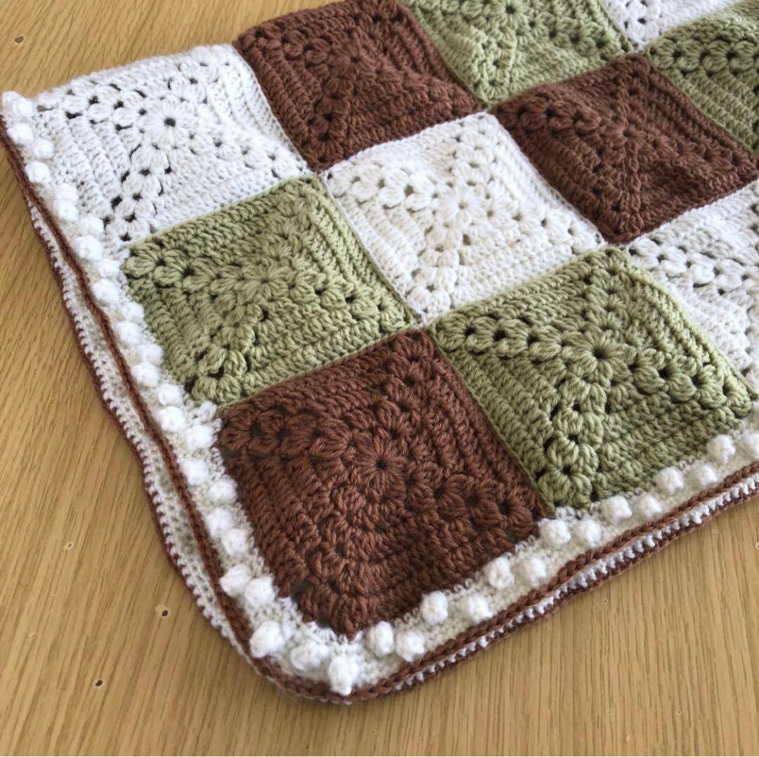 ハンドメイド ブランケット グラニースクエア モチーフ編み かぎ針編み