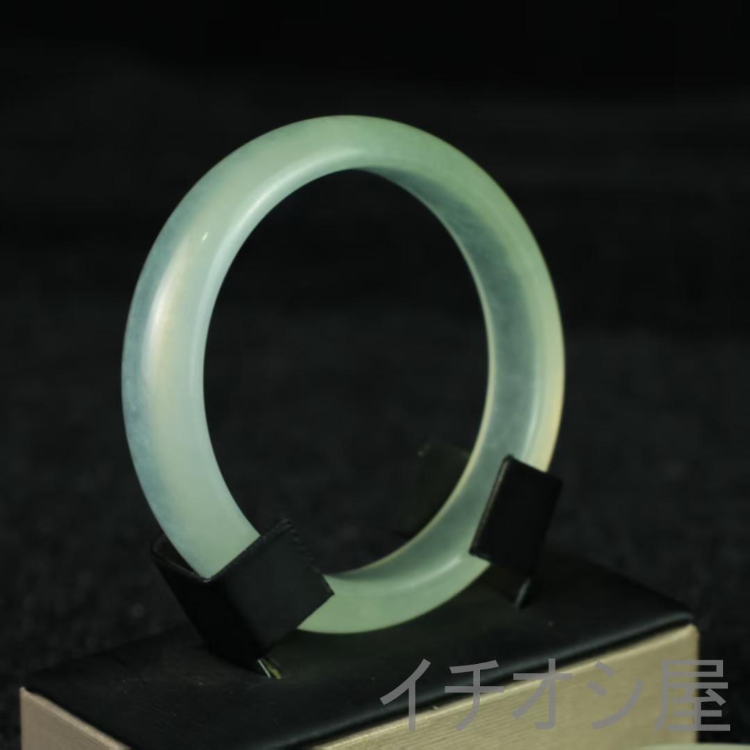 中国古美術 翡翠 高氷種 扁条バングル 透明感 旧蔵 天然石 玉器 腕輪 お守り