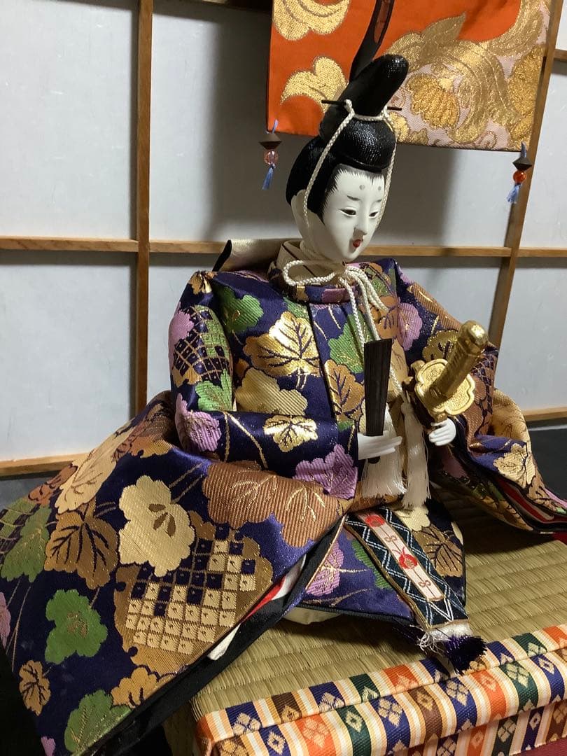 【し】#親王飾り　●豪華衣装・良いお顔です。小道具あります、丁寧な作りです‼️