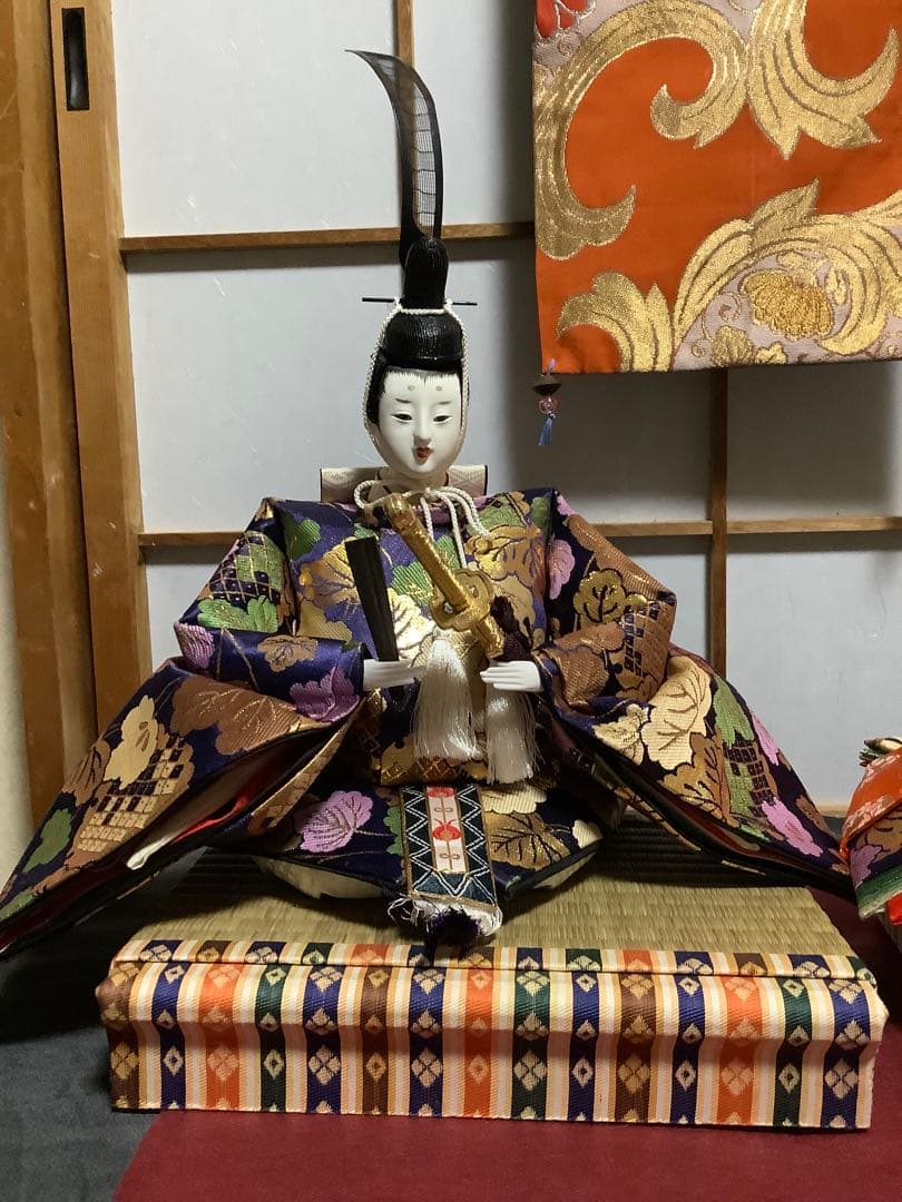 【し】#親王飾り　●豪華衣装・良いお顔です。小道具あります、丁寧な作りです‼️
