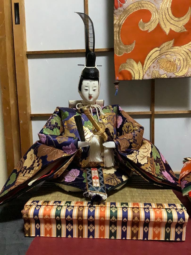【し】#親王飾り　●豪華衣装・良いお顔です。小道具あります、丁寧な作りです‼️