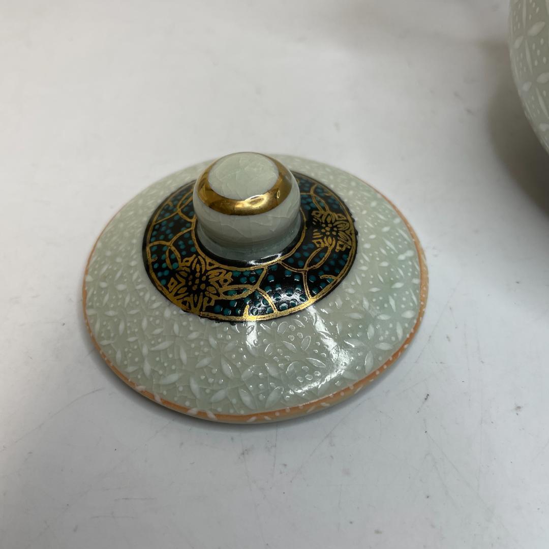 【未使用品】久谷焼 仙龍 蓋付 急須 湯呑み 5客 セット 白七宝