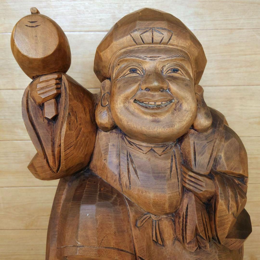 大人気◆大黒様木彫大黒天像◆製作者在銘刻印有り◆高さ約41cm重量約7.5kg