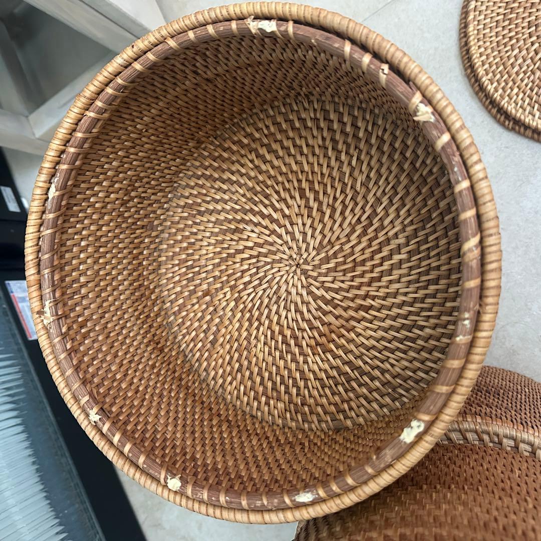 無印良品　ラタンラウンドバスケット4個セット　蓋なし本体のみ！