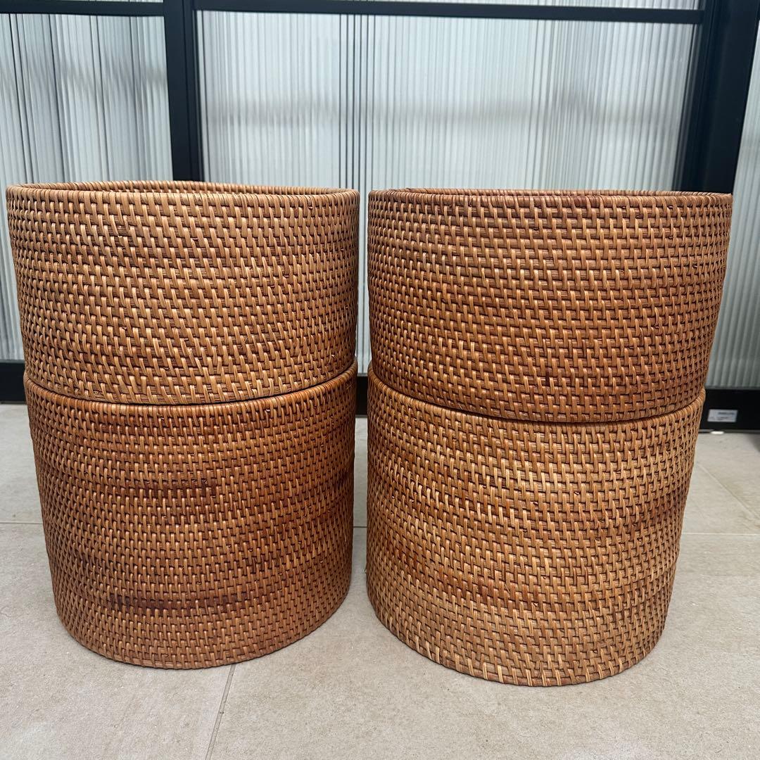 無印良品　ラタンラウンドバスケット4個セット　蓋なし本体のみ！