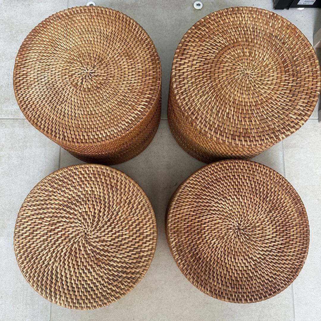 無印良品　ラタンラウンドバスケット4個セット　蓋なし本体のみ！