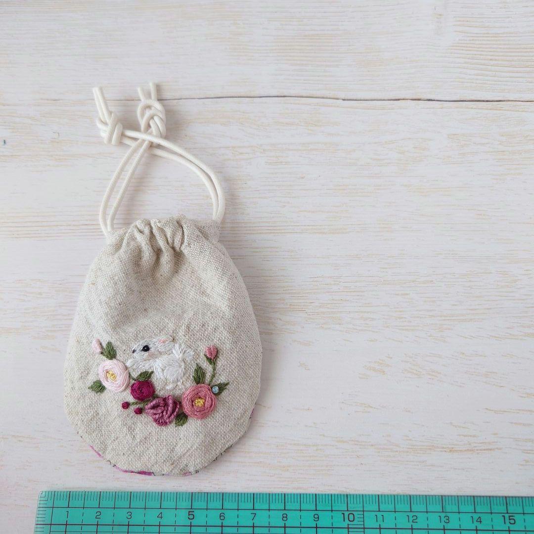 ちっちゃな巾着サシェ/詰替タイプ【うさこと薔薇】